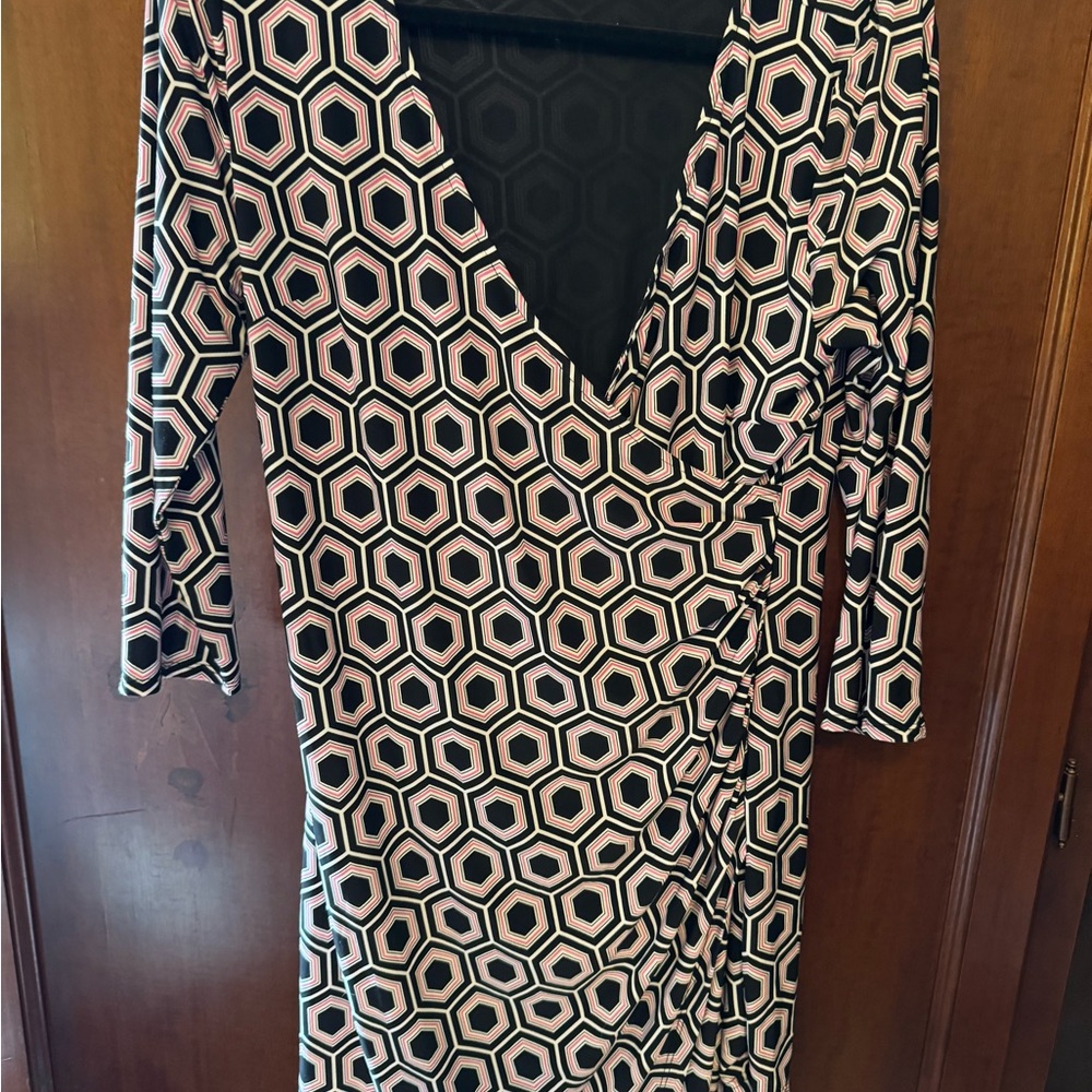 INC International Concepts Black and Pink Hexagon Dress